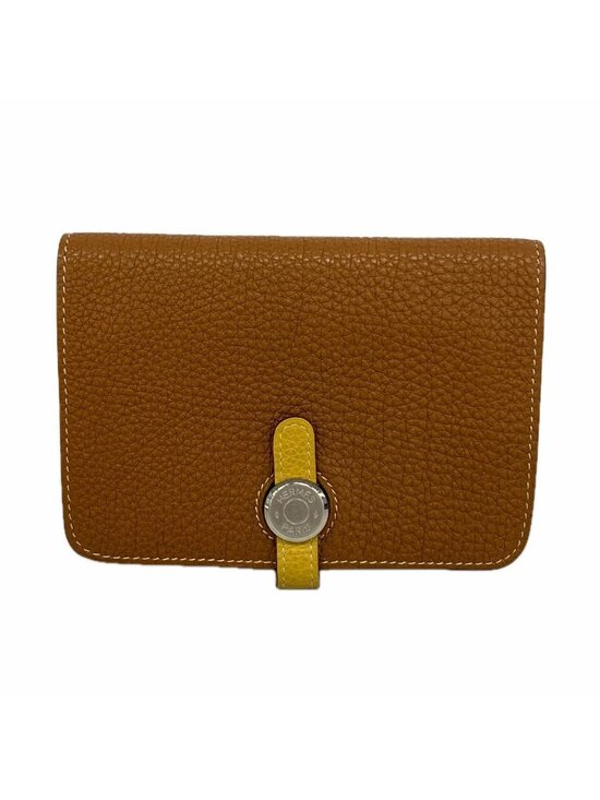 Hermes Handbags - Hermes Coin Purse Dogon Compact Bicolor Togo Gold Curry Silver